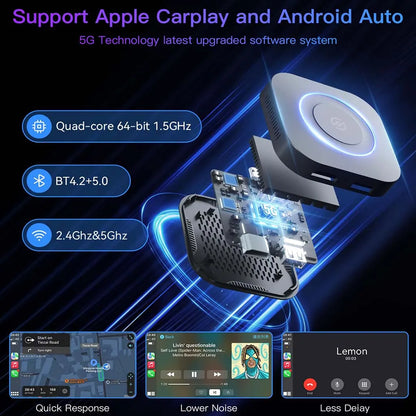 Carlinklife Magic Box - Wireless CarPlay/ Android Auto Adapter with Netflix, YouTube, GPS Navigation, Play U-Disk, HDMI - CP2Video TV AI Box
