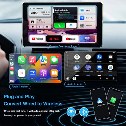 Carlinklife Magic Box - Wireless CarPlay/ Android Auto Adapter with Netflix, YouTube, GPS Navigation, Play U-Disk, HDMI - CP2Video TV AI Box