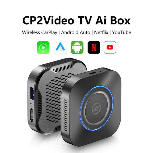 Carlinklife Magic Box - Wireless CarPlay/ Android Auto Adapter with Netflix, YouTube, GPS Navigation, Play U-Disk, HDMI - CP2Video TV AI Box 1024