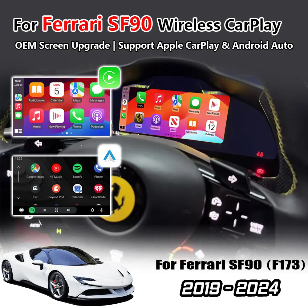 Apple Computer Ferrari Wireless Apple Carplay & Android Auto for Ferrari SF90 (F173) 2019-202 ...