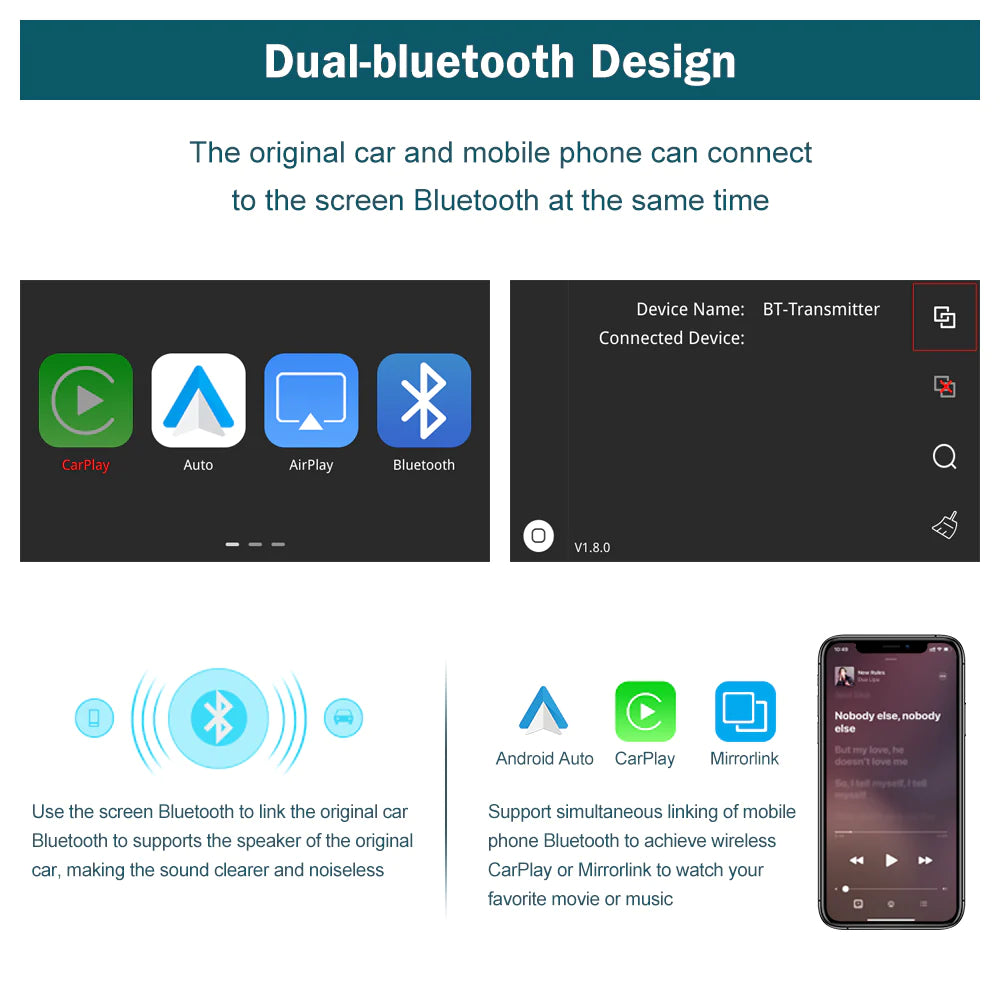 Wireless Apple CarPlay/Android Auto Upgrade Module for Cadillac XT5 XTS ATS SRX CTS 2016-2019 Buick Chevrolet