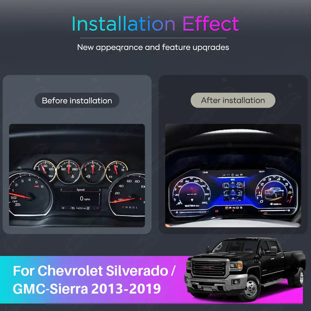 12.3" LCD Digital Cluster For Chevrolet Silverado 2013-2019/GMC-SIERRA 2014-2019 Linux Dashboard Gauge Cluster