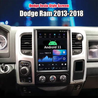 Dodge Ram 2013-2018 Stereo Replacement Tesla-Style 2K IPS Screen Built-in Carplay/Android Auto