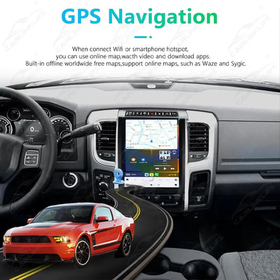 Dodge Ram 2013-2018 Stereo Replacement Tesla-Style 2K IPS Screen Built-in Carplay/Android Auto