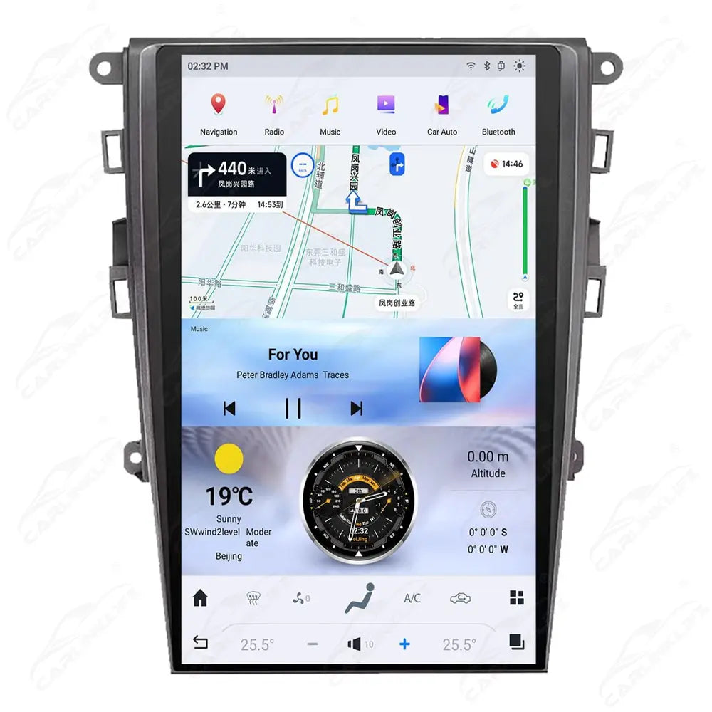 Ford Fusion Mondeo 2013-2020 Stereo Replacement Tesla Style Screen Built-in Carplay/Android Auto