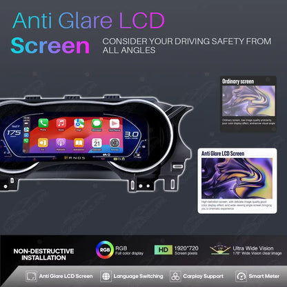 12.3" CarPlay LCD Digital Cluster For Ford Mustang 2015-2021 Linux Dashboard Gauge Cluster