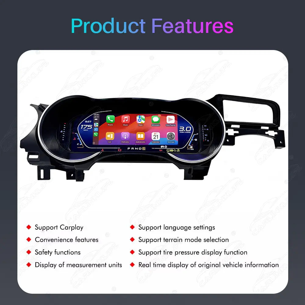 12.3" CarPlay LCD Digital Cluster For Ford Mustang 2015-2021 Linux Dashboard Gauge Cluster