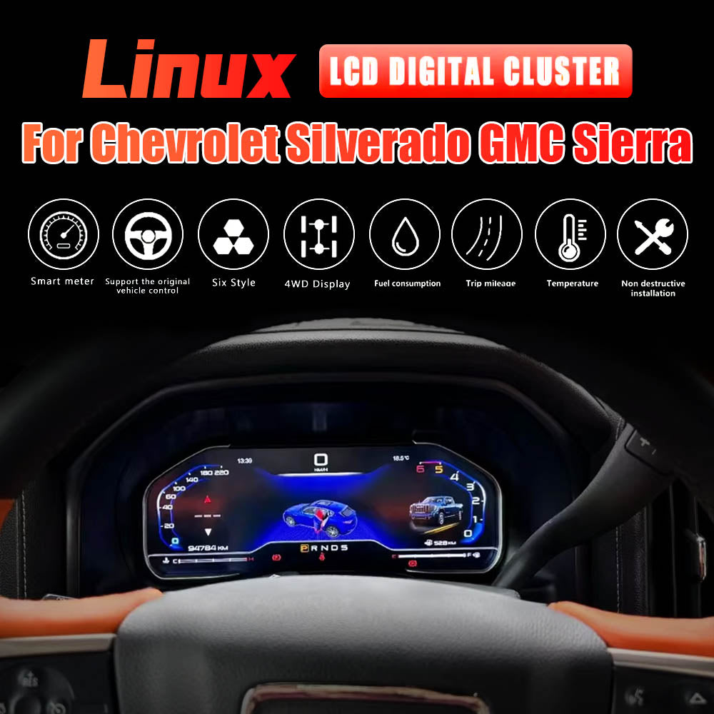 LCD Digital Cluster For Chevrolet Silverado 2013-2019/GMC-SIERRA 2014-2019 Linux Digital LCD Dashboard Instrument Gauge Cluster
