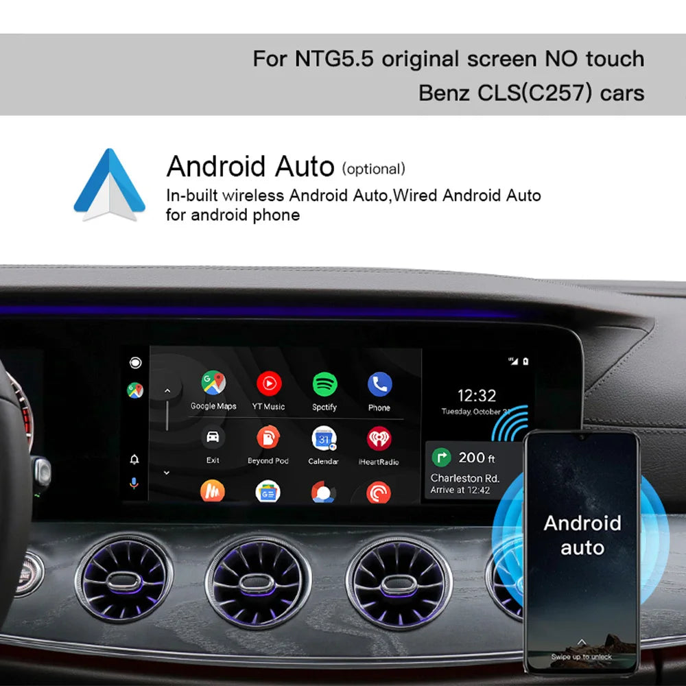 Wireless Carplay Android Auto Full Screen LVDS Interface for Mercedes Benz S CLS C257 NTG 5.5 6.0 Without Touch Screen