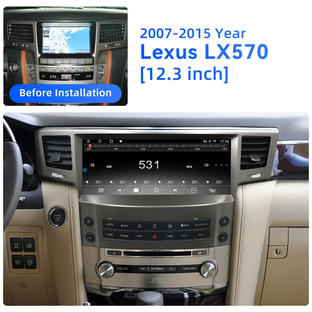 Lexus LX570  2007-2015 Car Stereo Radio GPS Navigation 12.3inch Head Unit with CarPlay