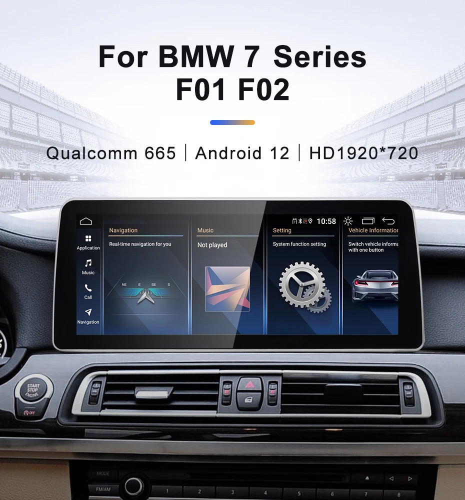 12.3inch BMW 7 Series F01 F02 Android13 Car Multimedia Players ID8 Wireless Carplay