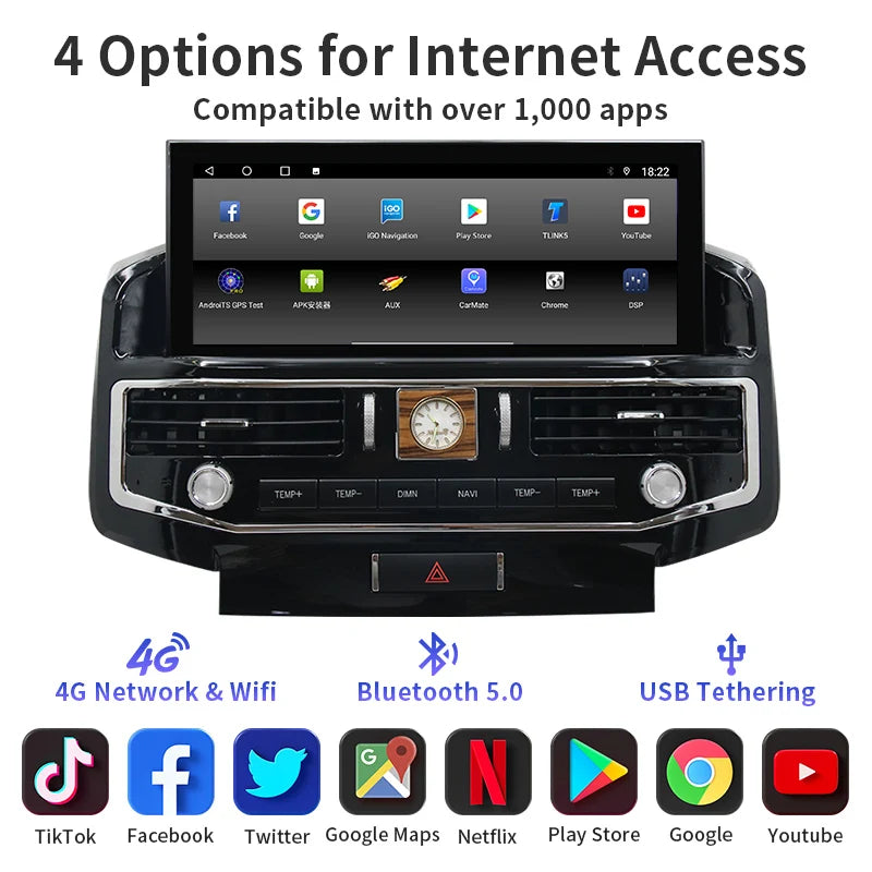 Land Cruiser 2008-2015 Toyota LC200 Car Stereo Android Car Radio GPS Navigation Multimedia Player Head Unit with CarPlay