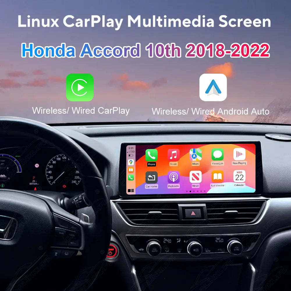 12.3" Linux Touch Screen For Honda Accord 10th 2018-2022 Wireless Carplay Android Auto Car Radio