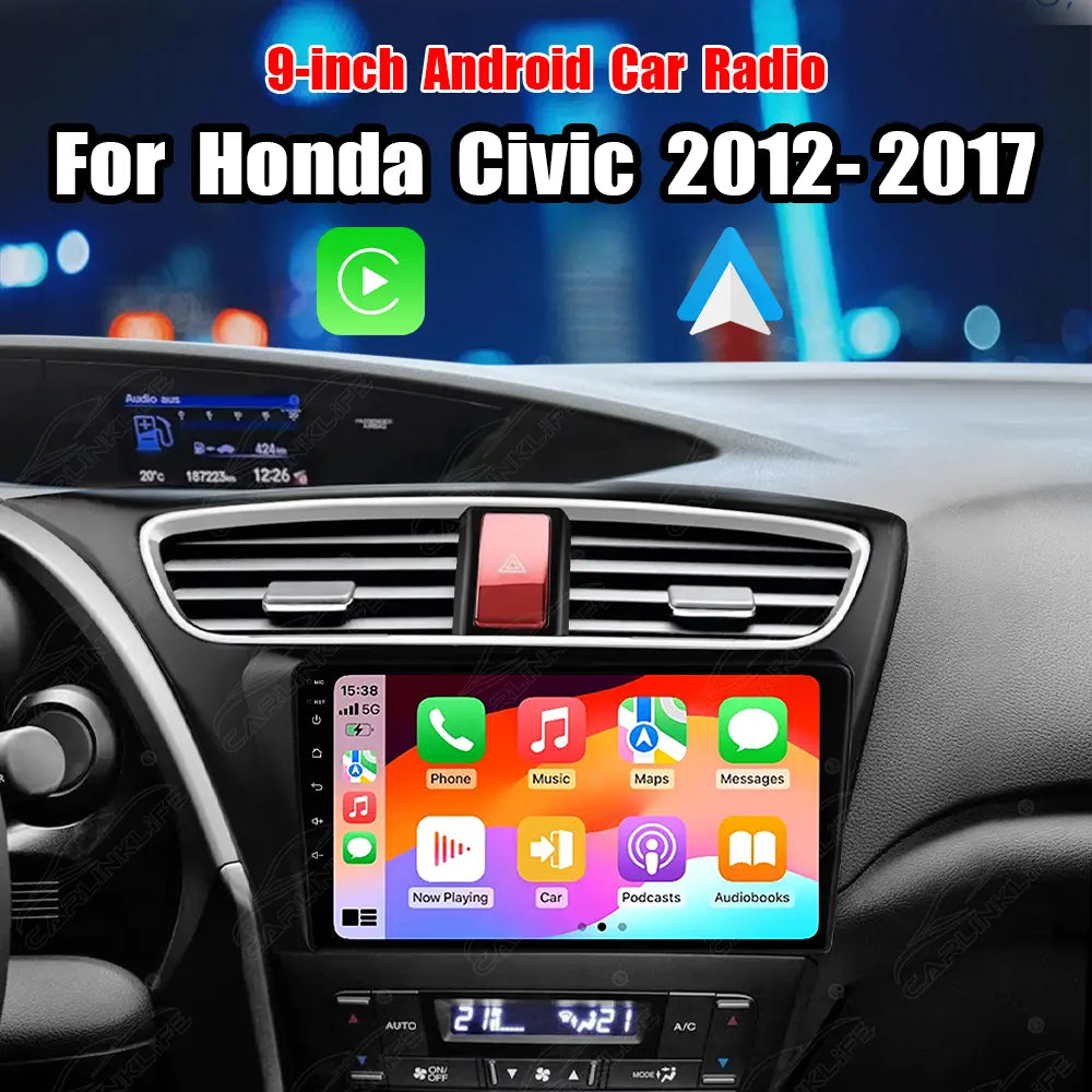 9 inch Android Car Radio For Honda Civic 2012-2017 Car Stereo CarPlay Multimedia Player