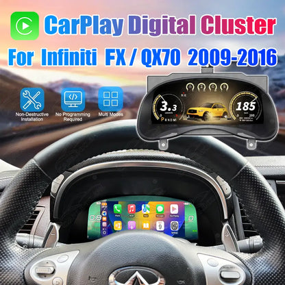 12.3" CarPlay LCD Digital Cluster For Infiniti FX35/ FX37/ FX50/ QX70 2009-2016 Linux Dashboard Gauge Cluster