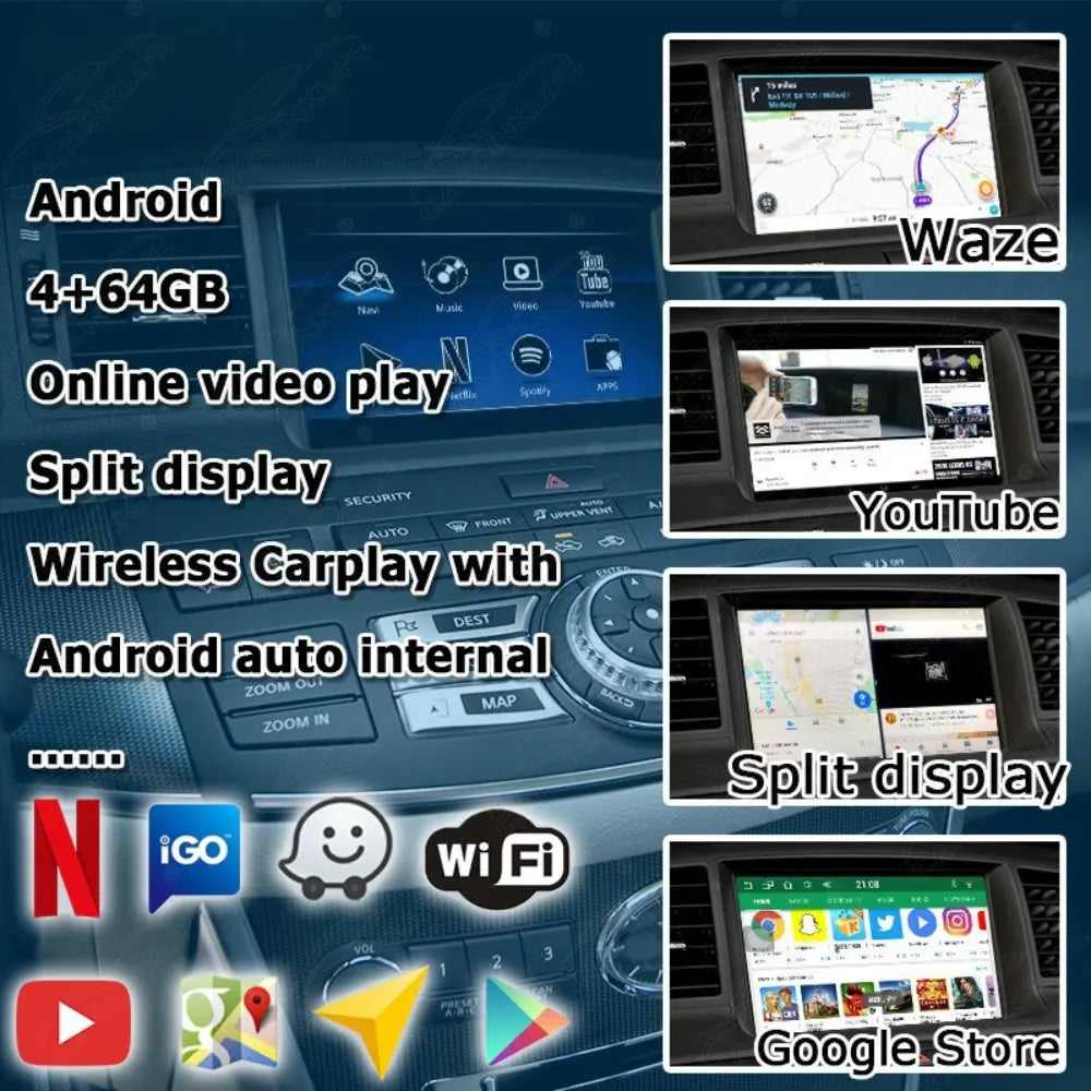 Android Multimedia Interface for Infiniti M35 M45 Nissan Fuga 2005-2010 Advanced Version with YouTube, Google Play
