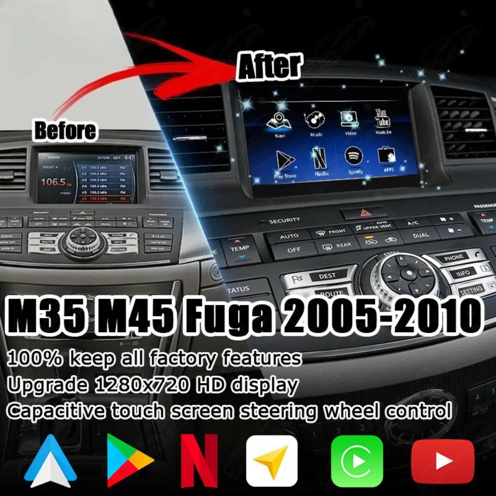 Android Multimedia Interface for Infiniti M35 M45 Nissan Fuga 2005-2010 Advanced Version with YouTube, Google Play
