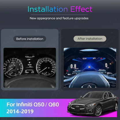 12.3” CarPlay LCD Digital Cluster For Infiniti Q50 Q60 2014-2019 Linux Dashboard Gauge Cluster