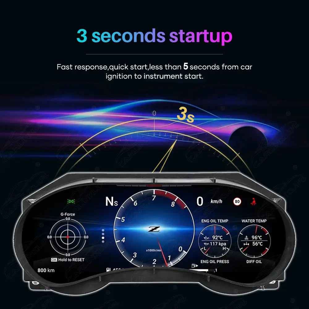 12.3” CarPlay LCD Digital Cluster For Infiniti Q50 Q60 2014-2019 Linux Dashboard Gauge Cluster