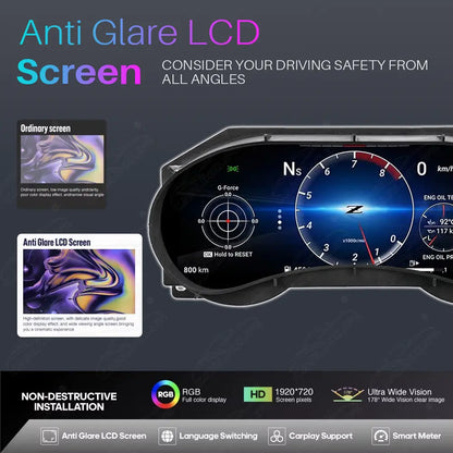 12.3” CarPlay LCD Digital Cluster For Infiniti Q50 Q60 2014-2019 Linux Dashboard Gauge Cluster