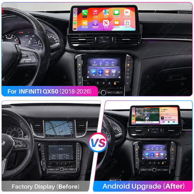 Infiniti QX50 (2018-2026) 12.3" Android Car Screen Upgrade with Wireless CarPlay & Android Auto