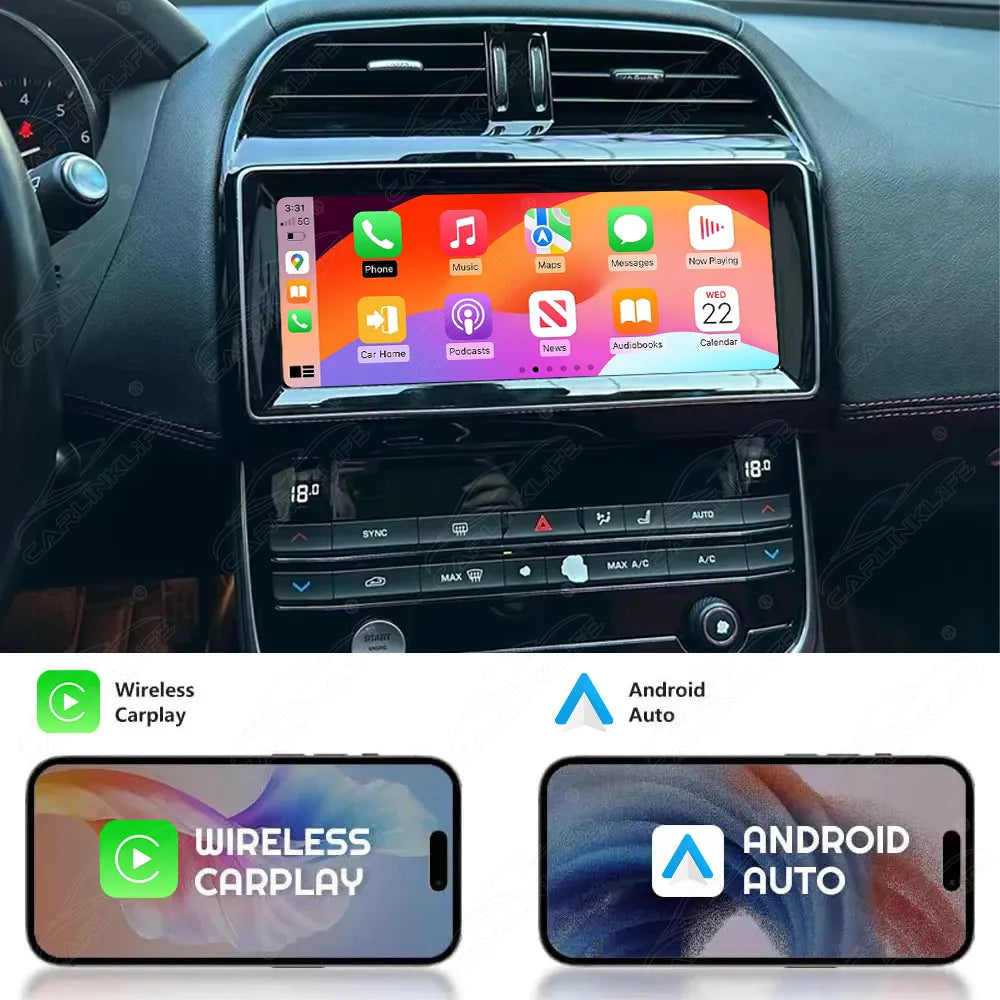 Jaguar XE (X760) & F-PACE (X761) 2016–2019 10.25" Android Car Stereo Upgrade | Wireless Apple CarPlay & Android Auto