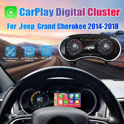 12.3" CarPlay LCD Digital Cluster For Jeep Grand Cherokee 2014-2018 Linux Dashboard Gauge Cluster