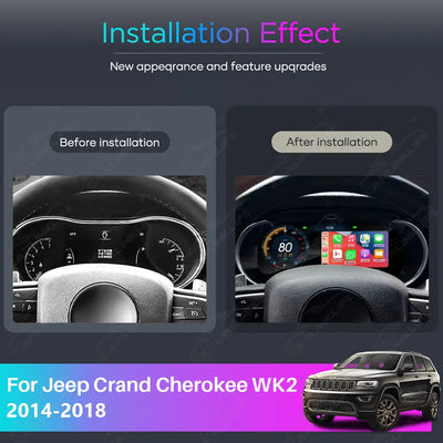 12.3" CarPlay LCD Digital Cluster For Jeep Grand Cherokee 2014-2018 Linux Dashboard Gauge Cluster