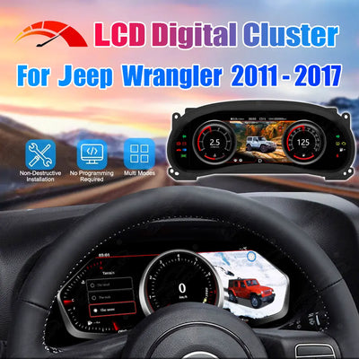 12.3" LCD Digital Cluster For Jeep Wrangler JK 2011-2017 Linux Dashboard Gauge Cluster