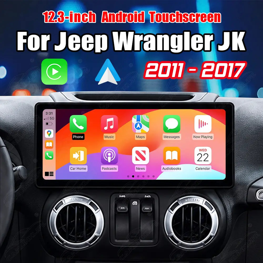 Jeep Wrangler JK (2011–2017) 12.3" Android Car Screen Upgrade | Wireless CarPlay & Android Auto
