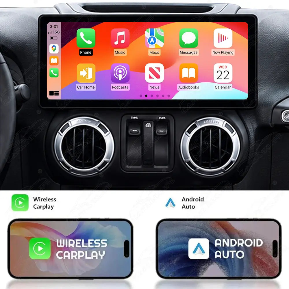 Jeep Wrangler JK (2011–2017) 12.3" Android Car Screen Upgrade | Wireless CarPlay & Android Auto