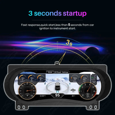 12.3" LCD Digital Cluster For Jeep Wrangler JK JL 2007-2023 Linux Dashboard Gauge Cluster