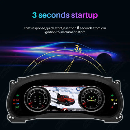 12.3" LCD Digital Cluster For Jeep Wrangler JK 2011-2017 Linux Dashboard Gauge Cluster