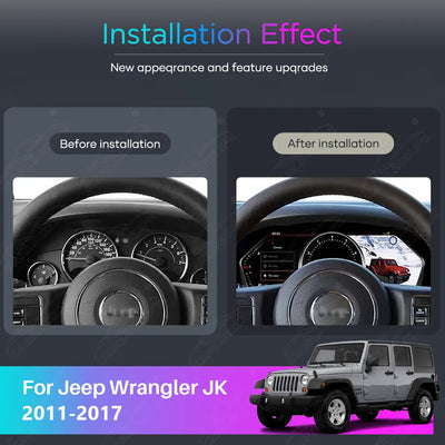 12.3" LCD Digital Cluster For Jeep Wrangler JK 2011-2017 Linux Dashboard Gauge Cluster