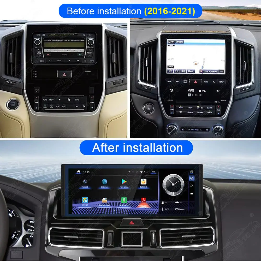 12.3 inch Android Car Radio for Toyota Land Cruiser 200 LC200 2007-2021 Car Stereo CarPlay Multimedia Player