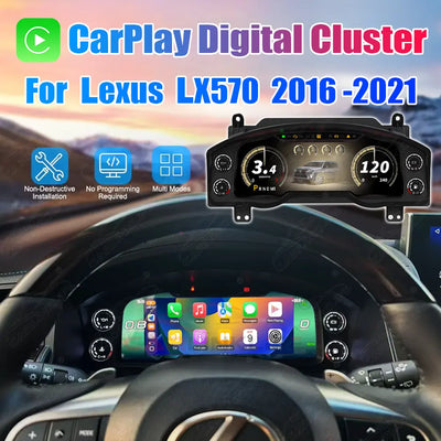 12.3" CarPlay LCD Digital Cluster For Lexus LX570 2016-2021 Linux Dashboard Gauge Cluster