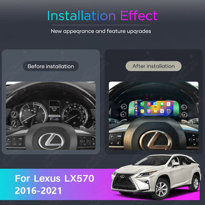12.3" CarPlay LCD Digital Cluster For Lexus LX570 2016-2021 Linux Dashboard Gauge Cluster