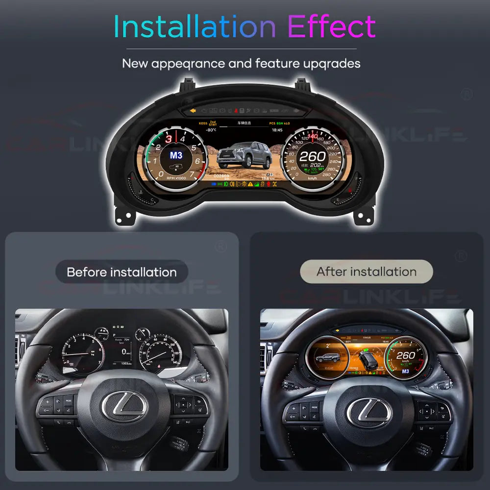 LCD Digital Cluster For Lexus GX460 2010-2021 Linux Digital LCD Dashboard Instrument Gauge Cluster