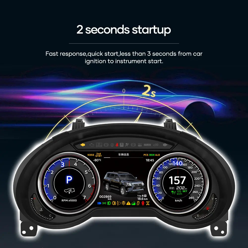 LCD Digital Cluster For Lexus GX460 2010-2021 Linux Digital LCD Dashboard Instrument Gauge Cluster