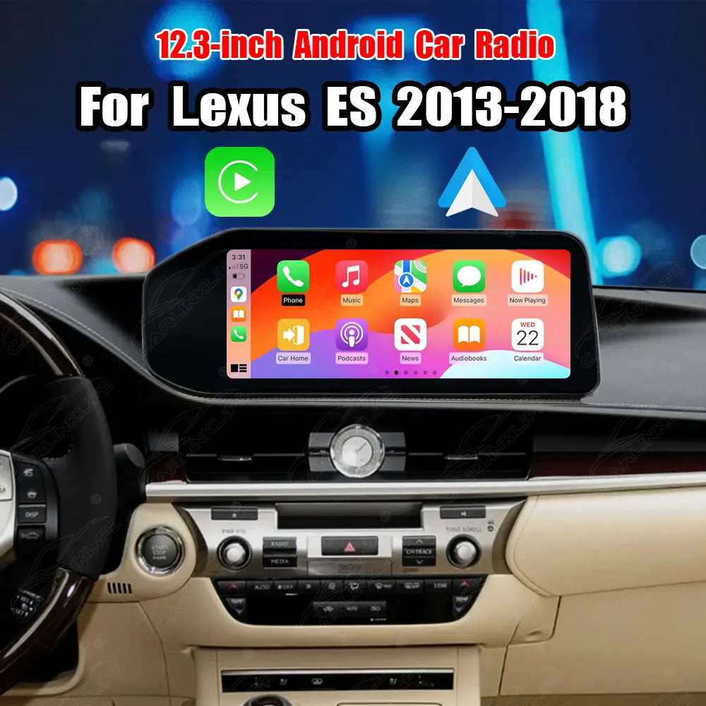 Lexus ES 2013–2018 12.3" Android Car Stereo Apple CarPlay Android Auto Screen Upgrade