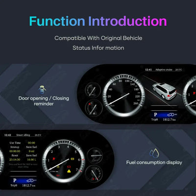 12.3" LCD Digital Cluster For Lexus LX570 2007-2015 Linux Dashboard Gauge Cluster
