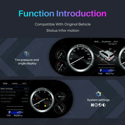 12.3" LCD Digital Cluster For Lexus LX570 2007-2015 Linux Dashboard Gauge Cluster