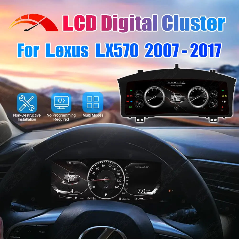 LCD Digital Cluster For Lexus LX570 2007-2017 Linux Dashboard Gauge Cluster