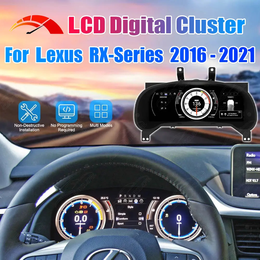 LCD Digital Cluster For Lexus RX 2016-2021 Linux Dashboard Gauge Cluster