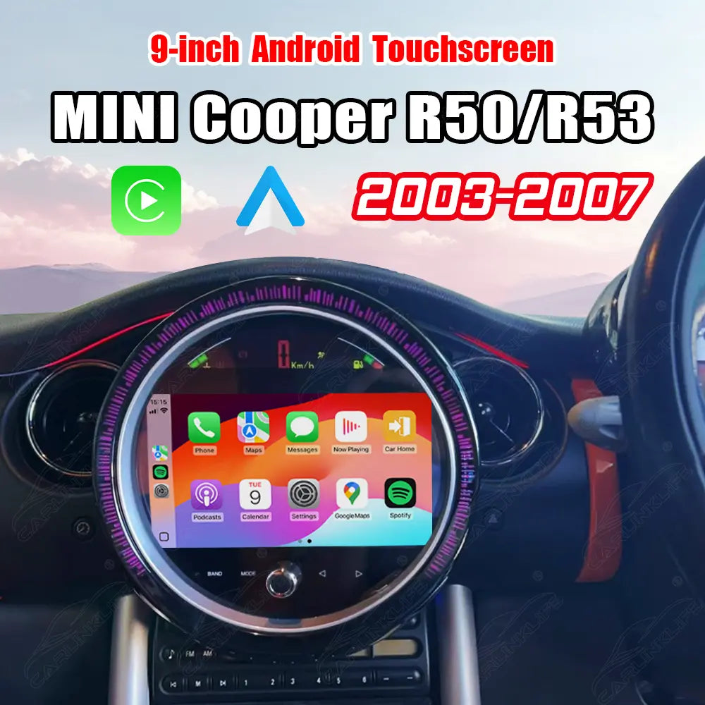 MINI Cooper & Cooper S (2003–2007) 9" Android Car Screen Upgrade with Wireless CarPlay & Android Auto