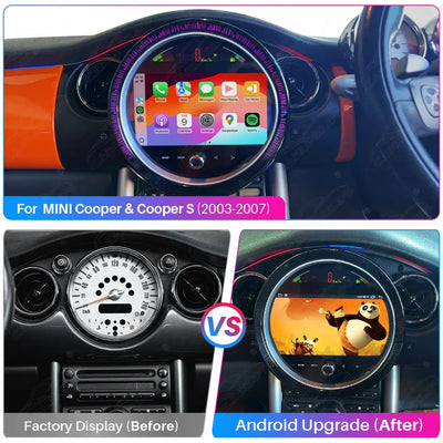 MINI Cooper & Cooper S (2003–2007) 9" Android Car Screen Upgrade with Wireless CarPlay & Android Auto