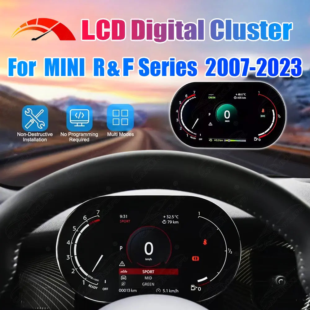 LCD Digital Cluster For MINI R & F Series 2007-2023 Linux Dashboard Gauge Cluster