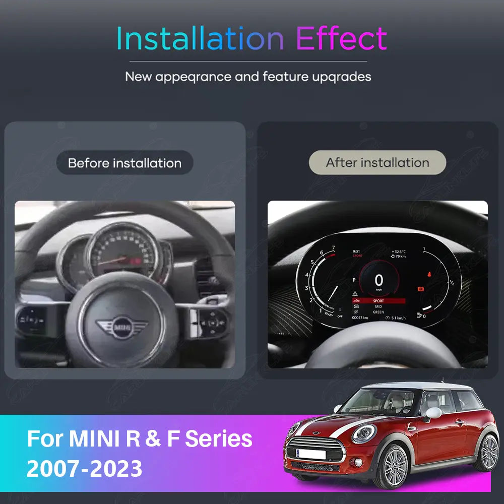 LCD Digital Cluster For MINI R & F Series 2007-2023 Linux Dashboard Gauge Cluster