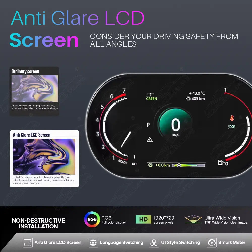 LCD Digital Cluster For MINI R & F Series 2007-2023 Linux Dashboard Gauge Cluster