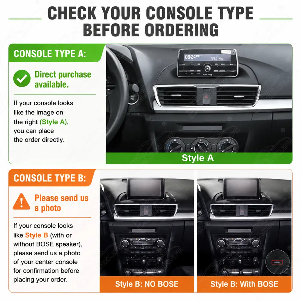 Mazda 3 (2014–2018) Linux Wireless CarPlay & Android Auto Screen Upgrade